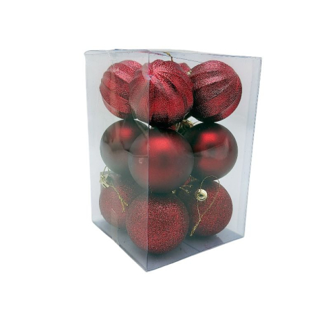 Set 12 globuri de Craciun pentru brad – 17x11.5x11.5cm, nuanta bordo [1]