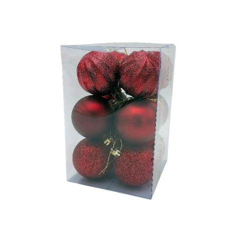 Set 12 globuri de Craciun pentru brad – 17x11.5x11.5cm, nuanta bordo [2]