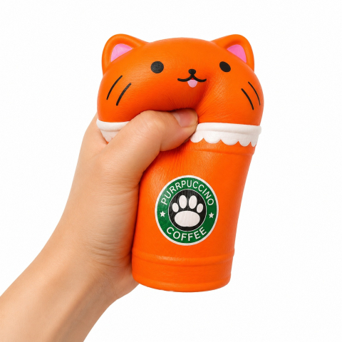 Set 12 jucarii Squishy Purrpuccino Antistres 14cm, Slow Rising, Model Pisicuta Cafea [1]