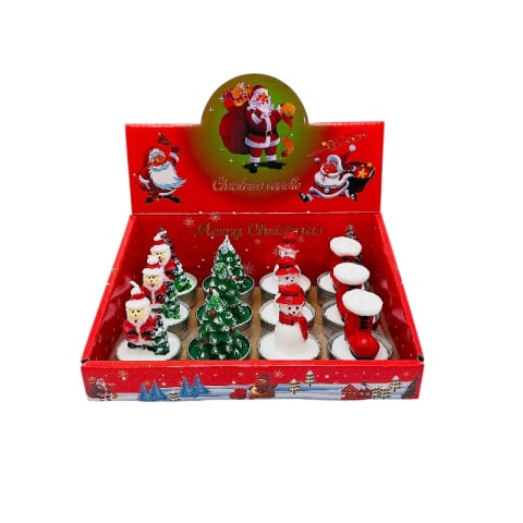 Articole pentru Craciun - Lumanare ,  1buc,  tealight cu figurine de Craciun 1buc– Mos Craciun, brad, om de zapada, cizma