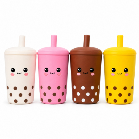 Jucarii antistres si senzoriale - Set 12 Squishy Bubble Tea Antistres, 11 cm - Jucării Moi, Culori Diferite