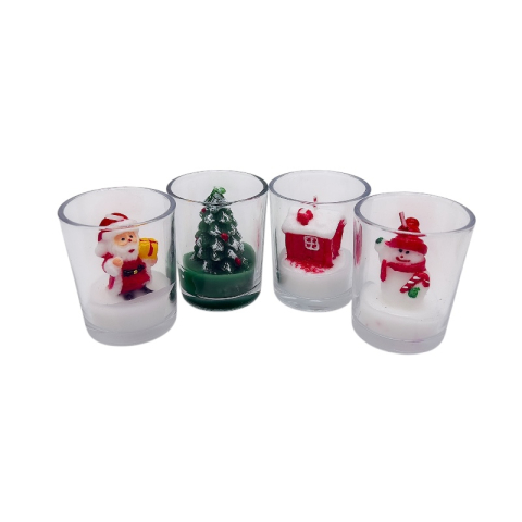 Suport lumanari Craciun din sticla 1buc, model Mos Craciun si Brad, decoratiuni festive pentru masa si cadouri de iarna [2]