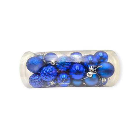 Articole pentru Craciun - Set 24 globuri de Craciun pentru brad –20x9x9cm, nuanta albastru imperial