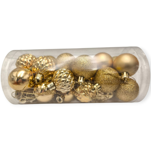 Articole pentru Craciun - Set 24 globuri de Craciun pentru brad –20x9x9cm, nuanta auriu