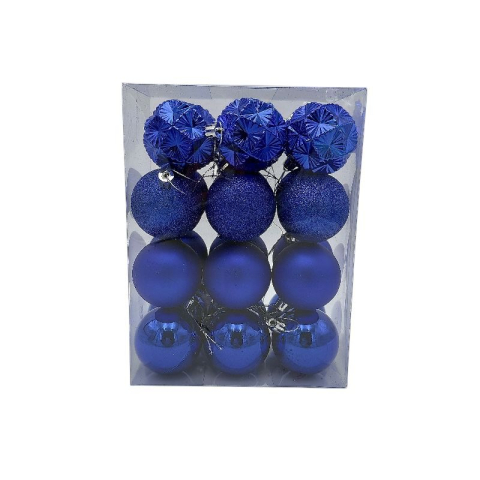 Globuri - Set 24 globuri de Craciun pentru brad – 23x17.5x11.5cm, nuanta albastru regal