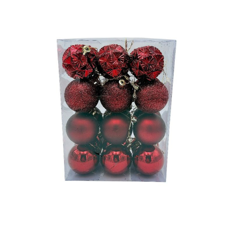 Set 24 globuri de Craciun pentru brad – 23x17.5x11.5cm, nuanta bordo [1]