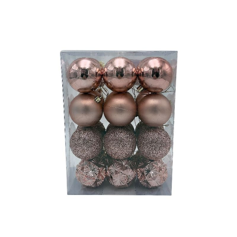 Globuri - Set 24 globuri de Craciun pentru brad – 23x17.5x11.5cm, nuanta rose