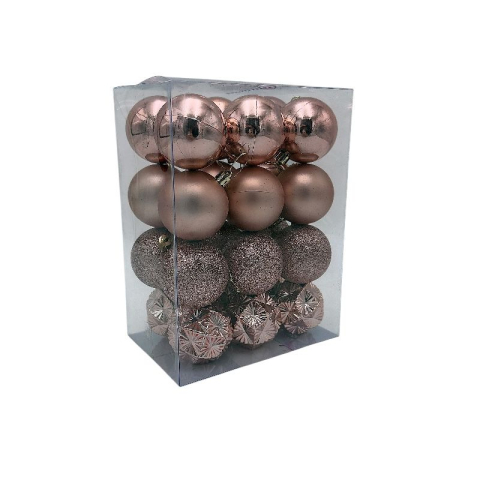 Set 24 globuri de Craciun pentru brad – 23x17.5x11.5cm, nuanta rose [2]