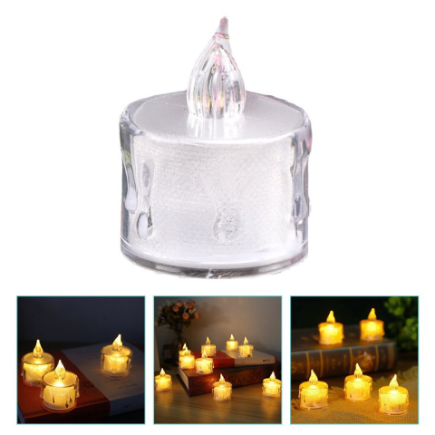 Articole pentru Craciun - Lumanare LED 5 cm, 1buc, efect flacara, cilindru acrilic transparent – intrerupator la baza