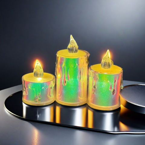 Lumanare LED 7 cm, 1buc, efect flacara, cilindru acrilic transparent – intrerupator la baza [1]