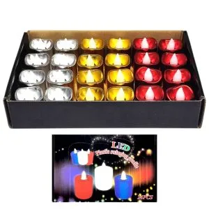 Articole pentru Craciun - Lumanare LED tip tealight colorate 1buc – rosu, auriu, alb, flacara palpaitoare