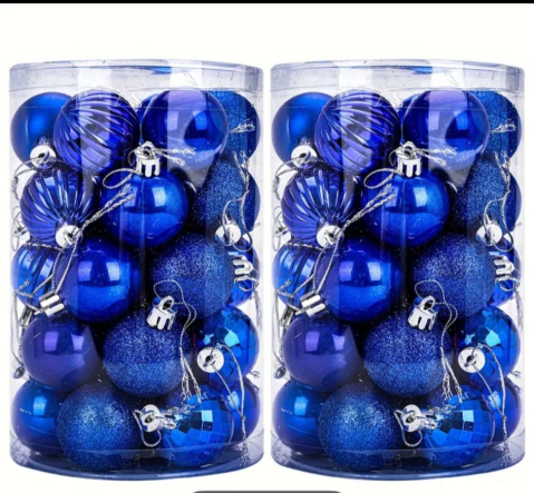 Articole pentru Craciun - Set 34 globuri de Craciun pentru brad – 26x18x18cm, nuanta albastru regal