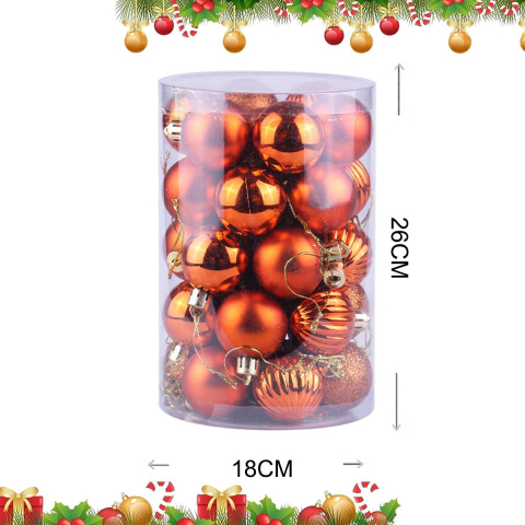 Set 34 globuri de Craciun pentru brad – 26x18x18cm, nuanta portocaliu metalic [1]