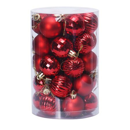 Set 34 globuri de Craciun pentru brad – 26x18x18cm, nuanta rosu intens [1]