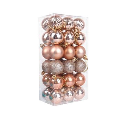 Articole pentru Craciun - Set 36 globuri de Craciun pentru brad – 34x17x11cm, nuanta rose