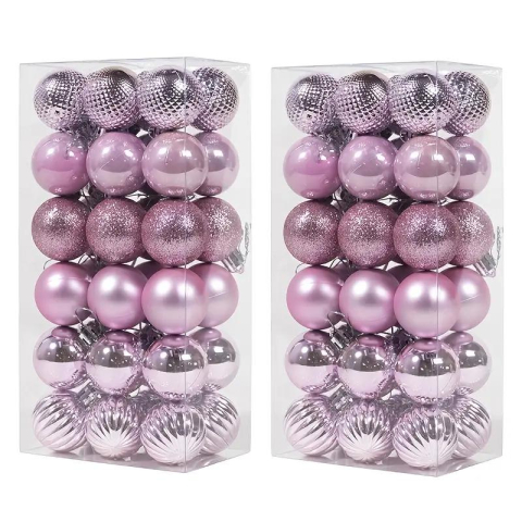 Set 36 globuri de Craciun pentru brad – 34x17x11cm, nuanta roz delicat [1]