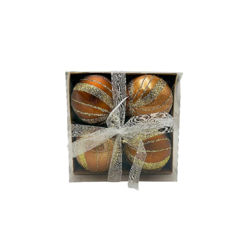 Globuri - Set 4 globuri de Craciun pentru brad – 16x16x7cm, nuanta auriu