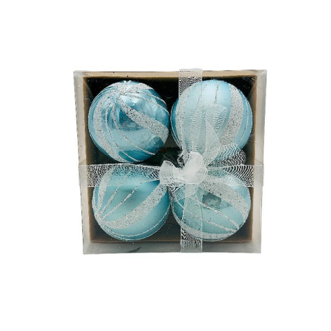 Globuri - Set 4 globuri de Craciun pentru brad – 16x16x7cm, nuanta baby blue