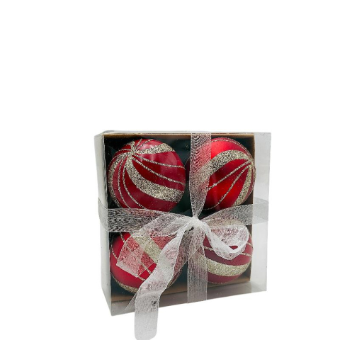 Set 4 globuri de Craciun pentru brad – 16x16x7cm, nuanta rosu intens [2]