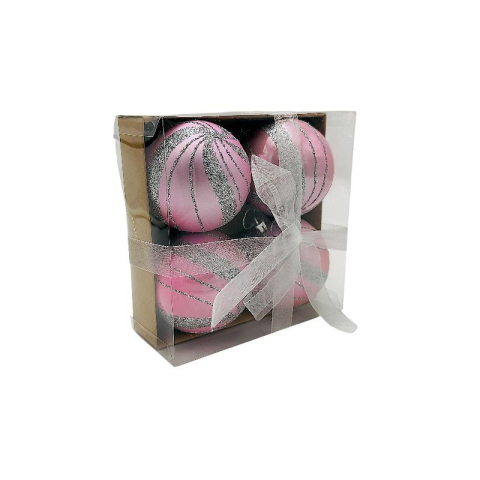 Set 4 globuri de Craciun pentru brad – 16x16x7cm, nuanta roz delicat [1]