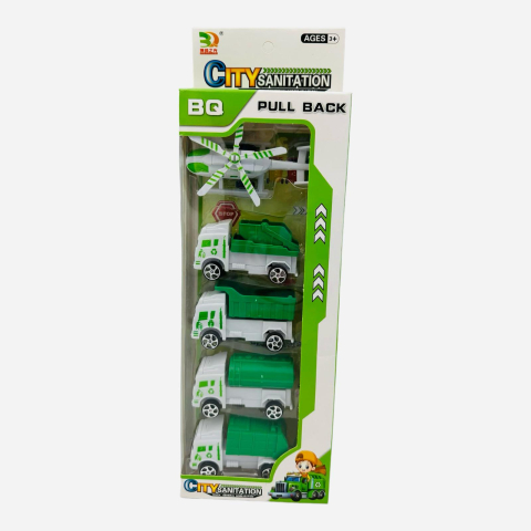 Set 5 vehicule City Sanitation, pull-back action, 32.5×11.5×4cm, +3ani,   [3]