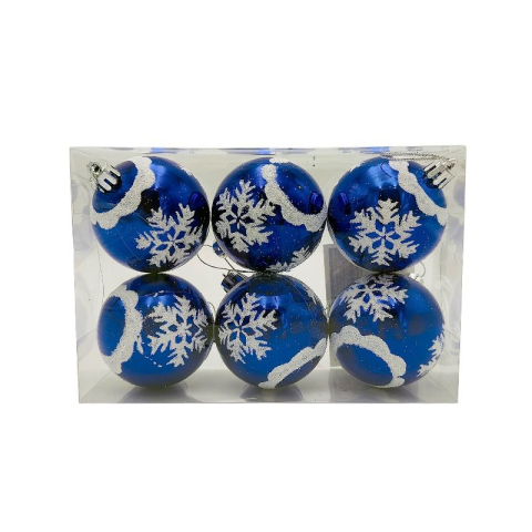 Globuri - Set 6 globuri de Craciun pentru brad – 17x12x6cm, nuanta albastru regal