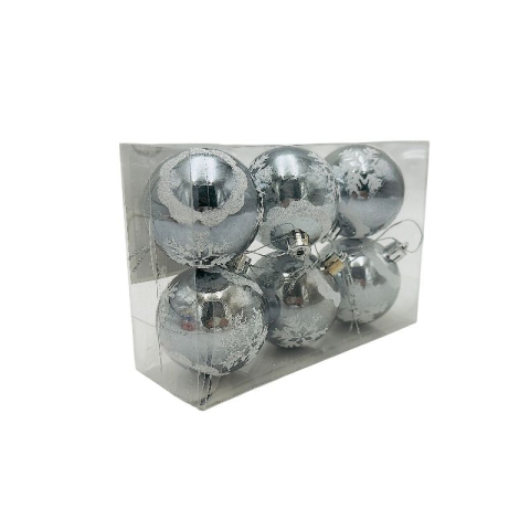 Globuri - Set 6 globuri de Craciun pentru brad – 17x12x6cm, nuanta argintiu