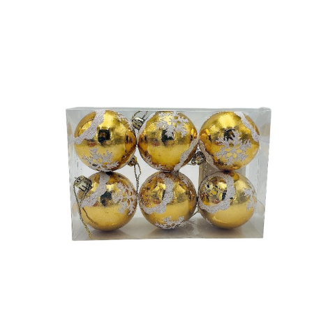 Globuri - Set 6 globuri de Craciun pentru brad – 17x12x6cm, nuanta auriu fin