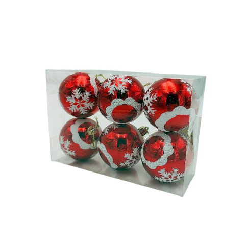 Set 6 globuri de Craciun pentru brad – 17x12x6cm, nuanta rosu intens [1]