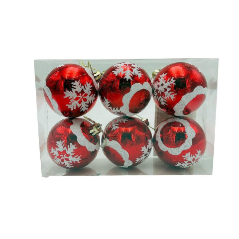 Globuri - Set 6 globuri de Craciun pentru brad – 17x12x6cm, nuanta rosu intens