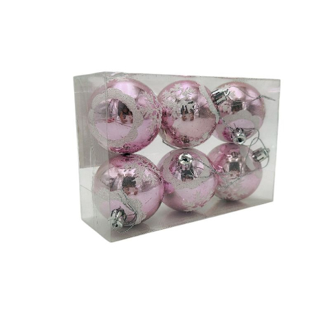 Set 6 globuri de Craciun pentru brad – 17x12x6cm, nuanta roz delicat [1]