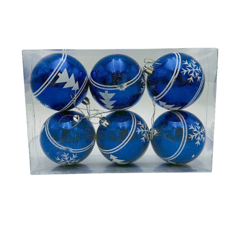 Globuri - Set 6 globuri de Craciun pentru brad – 23x15x8cm, nuanta albastru regal