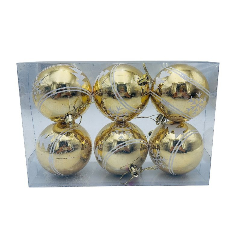 Globuri - Set 6 globuri de Craciun pentru brad – 23x15x8cm, nuanta auriu fin