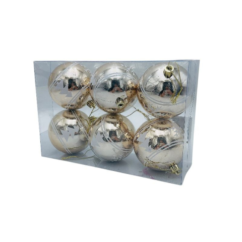 Set 6 globuri de Craciun pentru brad – 23x15x8cm, nuanta champagne [1]