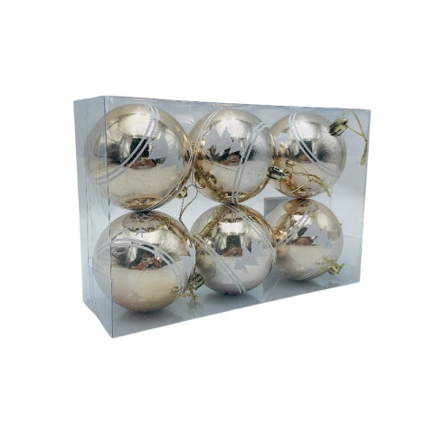 Set 6 globuri de Craciun pentru brad – 23x15x8cm, nuanta champagne [2]