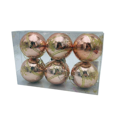 Set 6 globuri de Craciun pentru brad – 23x15x8cm, nuanta rose delicat [1]