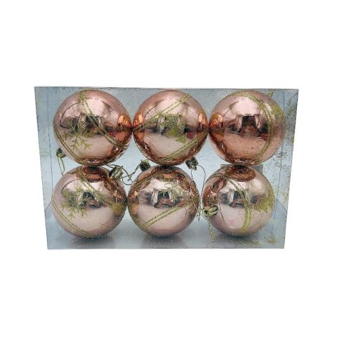 Globuri - Set 6 globuri de Craciun pentru brad – 23x15x8cm, nuanta rose delicat