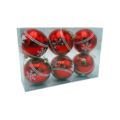 Set 6 globuri de Craciun pentru brad – 23x15x8cm, nuanta rosu intens [2]
