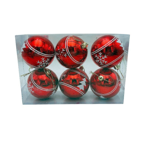 Globuri - Set 6 globuri de Craciun pentru brad – 23x15x8cm, nuanta rosu intens
