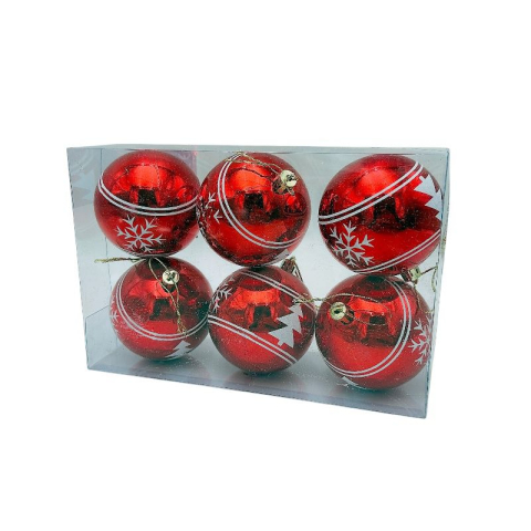 Set 6 globuri de Craciun pentru brad – 23x15x8cm, nuanta rosu intens [1]