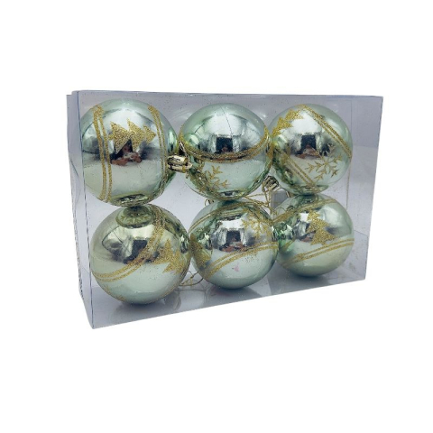 Set 6 globuri de Craciun pentru brad – 23x15x8cm, nuanta verde discret [1]