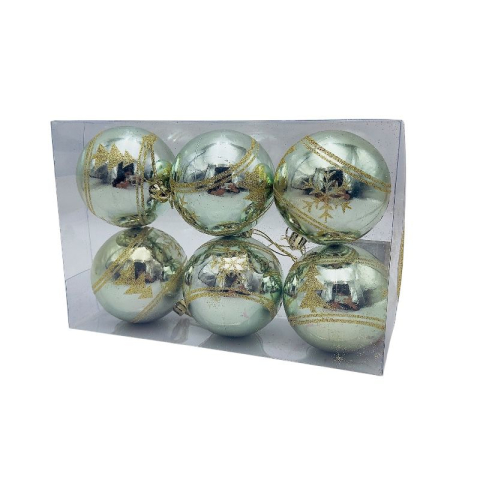 Globuri - Set 6 globuri de Craciun pentru brad – 23x15x8cm, nuanta verde discret