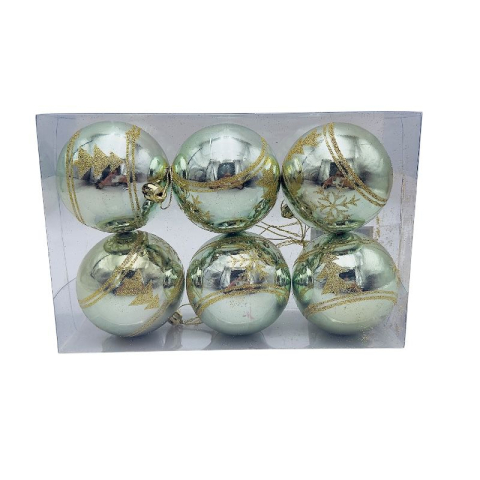 Set 6 globuri de Craciun pentru brad – 23x15x8cm, nuanta verde discret [2]