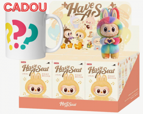 Jucarii de plus - Set 6 Labubu Have A Sit Blind Box 18cm + Cana Cadou cu Design Surpriza – BAOBAO
