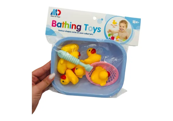 Bebelusi - Set 6 Rățuște de Baie cu Bărcuță și Plasă – Jucării Interactive pentru Copii 