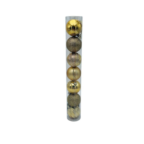 Globuri - Set 7 globuri de Craciun pentru brad – 40x6x6cm, nuanta auriu
