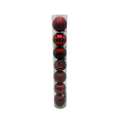 Globuri - Set 7 globuri de Craciun pentru brad – 40x6x6cm, nuanta bordo