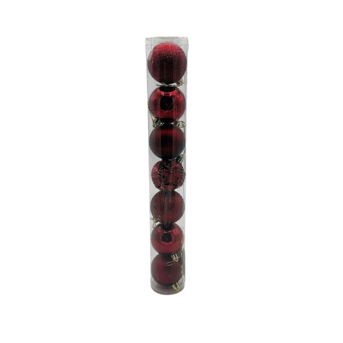 Set 7 globuri de Craciun pentru brad – 40x6x6cm, nuanta bordo [1]