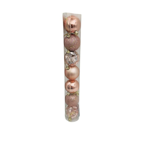 Globuri - Set 7 globuri de Craciun pentru brad – 40x6x6cm, nuanta rose