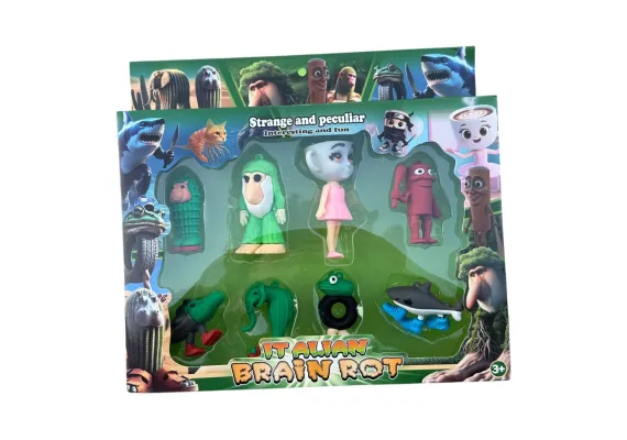 Jucarii, Copii & Bebe - Set 8 figurine brainrot din silicon, multicolor, 